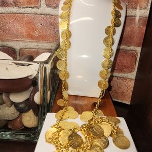#2475, TURKISH OTTOMAN NECKLACES, GOLD PLATED RESAT COIN, INSPIRATED PIECE, GREA